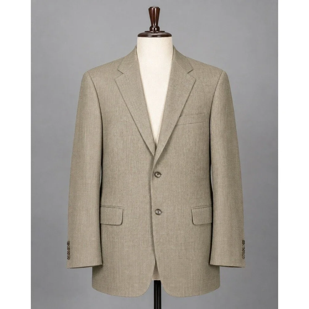 Concepts by Claiborne Men’s Blazer 42L Tan Gray Micro Check 2 Button Sport Coat